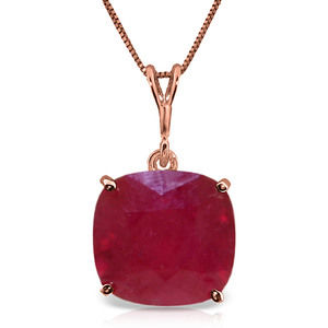 14K. SOLID GOLD NECKLACE WITH CUSION SHAPE RUBY (Rose Gold)
